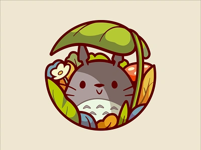 Totoro anime cute forest ghibli icon identity japan kawaii leaves logo studio totoro