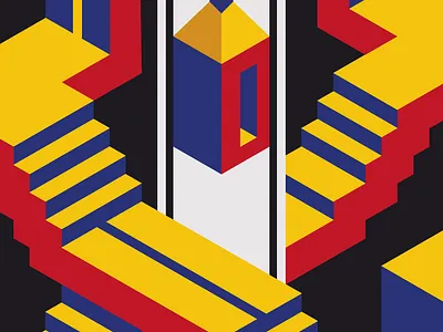 Isometric staircase illustration design education geometric graphic design illustration isometric vector