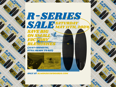 Almond Surfboards R-Series Sale Poster almond art direction california design photoshop poster print retro surf surfboard typography wave