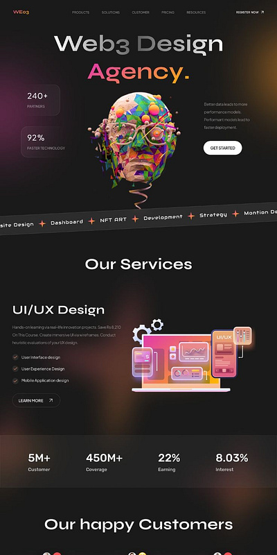 Web 3 Website Design Agency 2024 3d animation branding