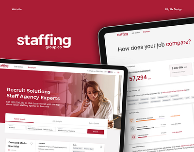 Staffing | Recruitment website hr linkedin recruitment recruitment website red website staff ui ux web design