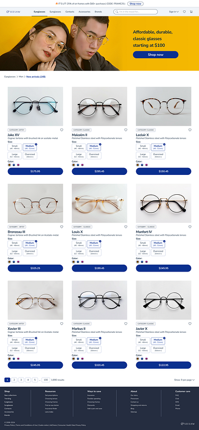 Eyewear website concept branding design dribbble figma ui