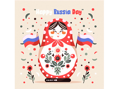 Hand Drawn Russia Day Illustration celebration character day declaration decoration federation festival flag holiday illustration labour national parade pride russia state unity vector victory