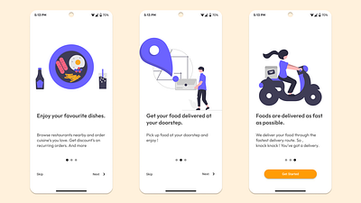 Food App for Mobile (Onboarding) android app app design app screen design food app food food app for android food app for mobile ios onboarding screen ui ux