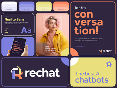 Rechat Logo Concept ai ai bot logo ai chat artificial intelligence bento presentation brand branding chatbot identity letter r logo logo logo design logos logotype mark modern logo technology typography