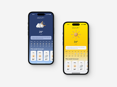 Weather App UI Design Exploration 3d design app app mockup appdesign design design inspiration exploration design interface ios mobile ui ui utility ux weather weather app