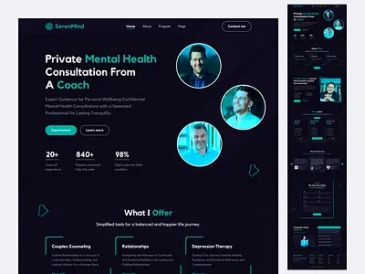 Mental Health Coaching Website abu hasan brain buraq lab clean coach coaching website counsellor education header healthy landing page medical mental health mindfulness minimalist stressful ui design ui ux user interface web design