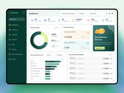 Cloud Cost Optimisation Dashboard b2b saas figma ui ux