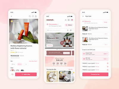 Skin Care & Beauty App appdesign design thinking e commerce ui