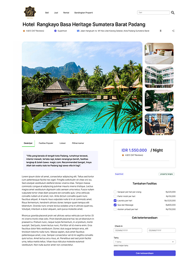 Product Detail Page-Hotel App graphic design landing page ui ui design