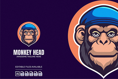 Monkey Head Illustration Mascot Logo 3d branding colorful design graphic design illustration logo monkey
