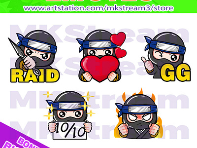 Twitch emotes chibi ninja raid, love, gg, rage & perfect pack animated emotes anime cartoon chibi cute design discord emotes emote emotes gg illustration love naruto ninja ninja emotes perfect rage raid sub badge twitch emotes