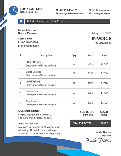 Invoice branding graphic design invoice logo