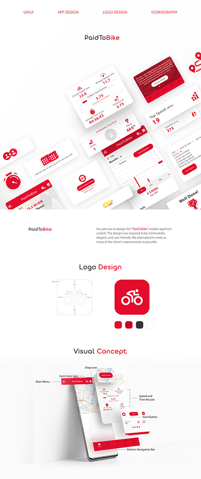 App Design for PaidToBike app design iconography logo ui ux