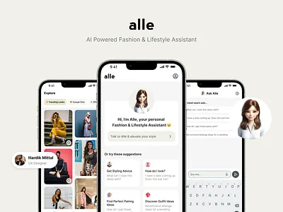 Alle: AI Powered Fashion & Lifestyle Assistant app ideas dailyui illustration ui ui ideas ui inspiration user interface ux