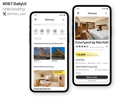 #067_DailyUi Hotel Booking app booking app dailyui design figma graphic design hotel booking interface mobile app ui