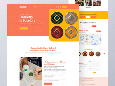 Gifts of Recovery Medallion Shop Website Design clean coins gift home page landing page layout medallion metal metal coin minimalist recovery service shop space ui website white