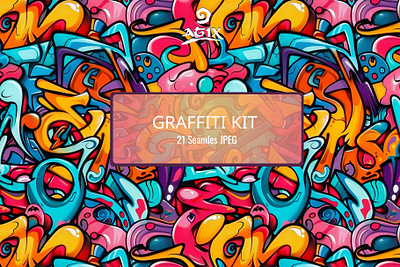 Graffiti KiT [ 21 Seamless JPEG ] art print background texture infinite background pattern bundle product product print seamless pattern seamless textures