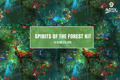 Spirits of the Forest [ 16 Seamless JPEG ] art print background texture infinite background pattern bundle product print seamless pattern seamless textures
