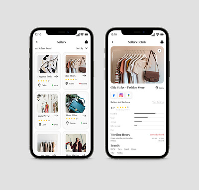 Seller & Seller Details Screens (Fashion App) 3d branding ui