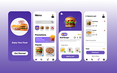 Food ordering app appdesign design foodapp mobileapp ui uiux userinterface ux