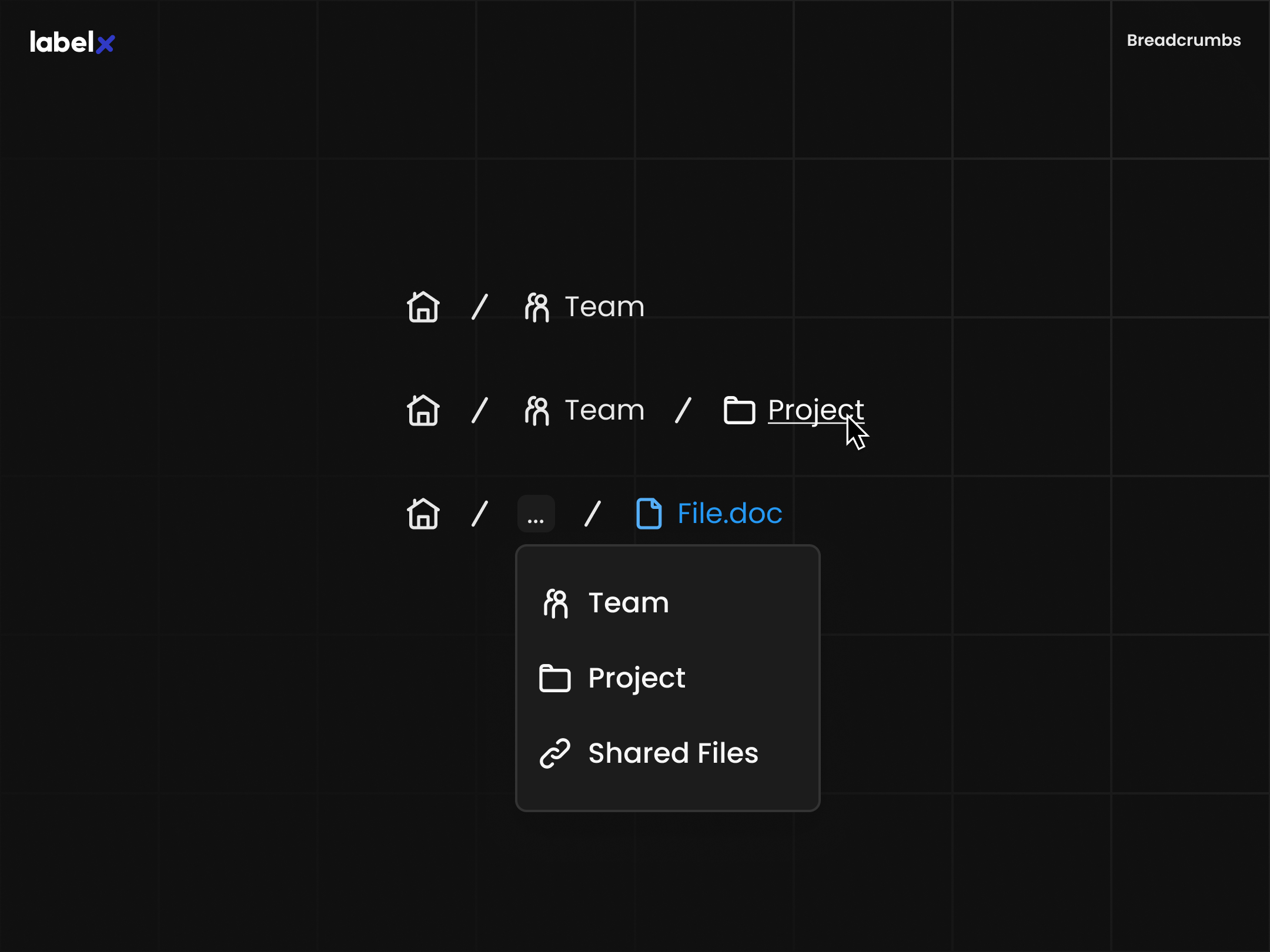 Breadcrumbs UI Component by LabelX on Dribbble