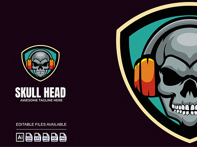 Skull Head Illustration Logo Design 3d branding colorful design graphic design illustration logo skull ui vector