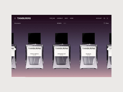 Tamburins Exploration 3d animation branding clean ecommerce eshop graphic design logo luxury minimal motion graphics perfume shopping ui website