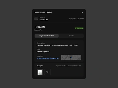 Transaction Details dashboard debt details expense expenses fee fintech medical expenses ndro pay payment payment info payment information payment screen receipt saas sandro tavartkiladze transaction details visa