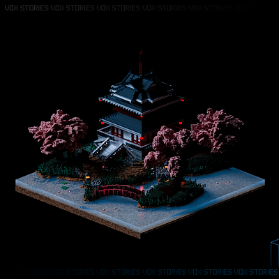 VoxStories #1 - Japan 3d concept art diorama fantasy feudal japan isometric japan magicavoxel metaverse ninja render samurai shinobi turntable voxel