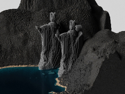 VoxStories #2 - The Argonath 3d argonath concept diorama frodo isometric landscape lord of the rings magicavoxel voxel