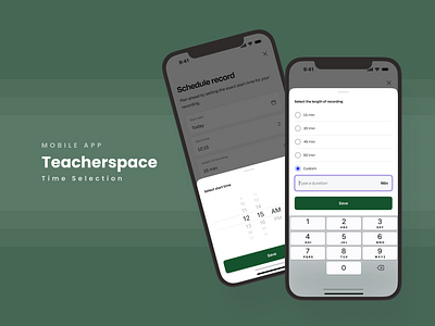 Teacherspace: Time Selection app booking bottom sheet clean date design dropdown duration keyboard lenght minimal mobile number numeric schedule selection teacher time ui ux