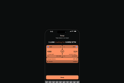 Swap token concept . blockchain mobile app ui uiux