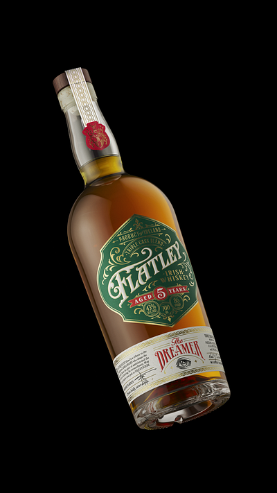 Flatley. Whiskey.CGI 3d bottle brand branding cgi glass graphic design photo whiskey whisky