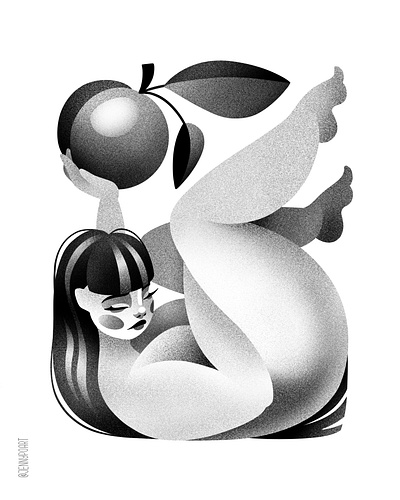Plump black and white digital illustration inktober jennypoart plump procreate stippling texture