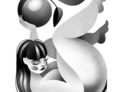 Plump black and white digital illustration inktober jennypoart plump procreate stippling texture