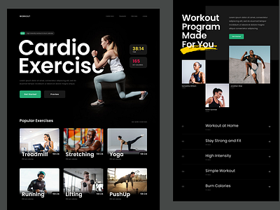 Fitness Web App branding cardio design development figma fitness gym landing page marketing minimalism ui uiux ux website