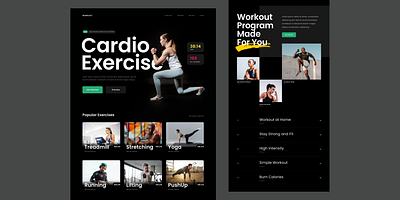 Fitness Web App branding cardio design development figma fitness gym landing page marketing minimalism ui uiux ux website