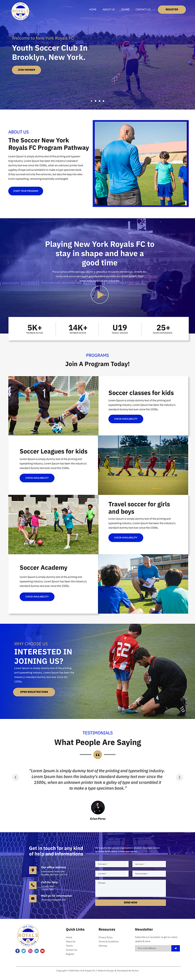 Soccer club website UI/UX design. branding design graphic design typography ui ui design ux ux design web design