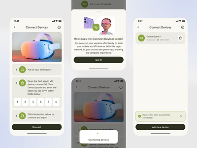 Pairing VR with mobile app app design experience health immersive mobile ui ui design uiux ux ux design uxui virtual reality vr well being wellness wellness app