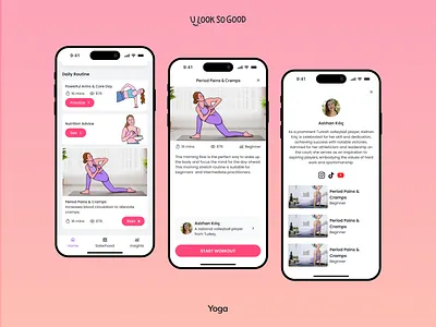 U Look So Good: Yoga based clean coach cycle design detail exercise fitness health menstrual minimal mobile pain period tracker ui ux video wellness yoga