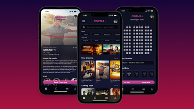 Movie Ticket Booking App UI/UX Design app design app designing branding figma designs ui uiux design ux ux designs