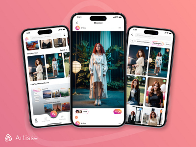 Artisse AI: Discovery ai ai generation app artifical clean community design discovery feed generated intelligence minimal mobile photo photograph prompt template trending ui ux