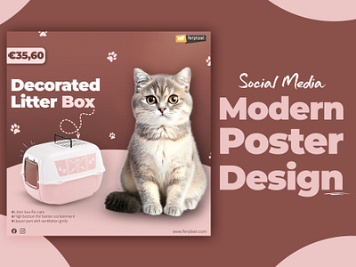 Modern Poster Design For Pet Shop! adobe photoshop ads poster design branding cat design graphic design logo media social media ui ux vector