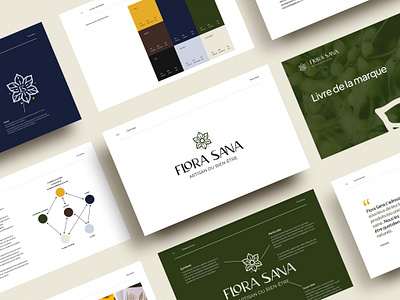 Brand style guide for Flora Sana a natural well-being company brand book branding design flore graphic design illustration logo mockup natural natural cream oil plant style guide well being