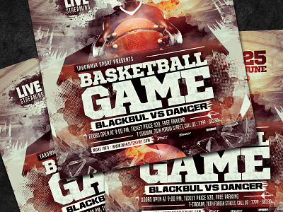 Basketball Game Flyer basketball basketball flyer basketball playoffs event flyer game poster psd sport