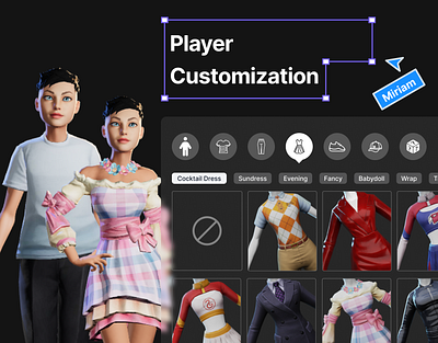 Character Customization UI 3d animation branding character figma game game design game ui metaverse mobile motion graphics player ui uiux