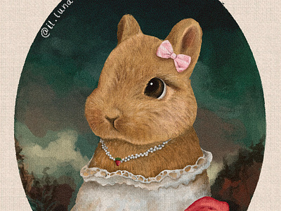 Baroque Bunny Paint animalillustration baroque bunny coquette cuteanimals illustration realism