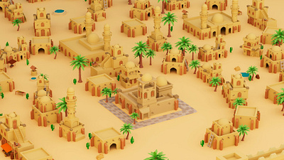 3D ARAB CITY | Isometric Lowpoly 3d 3d modelling 3d render animation arab city lighting lowpoly set maya rendering