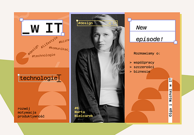 Olga i Michał w IT - podcast visual style brand colors cover graphic design instagram it podcast podcast visual shapes social media uxui design visual identity